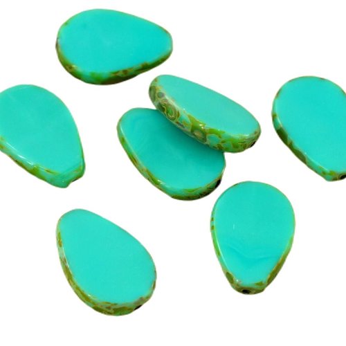 4pcs picasso brun opaque turquoise green plat en forme de larme la fenêtre table coupe tchèque perle sku-28779