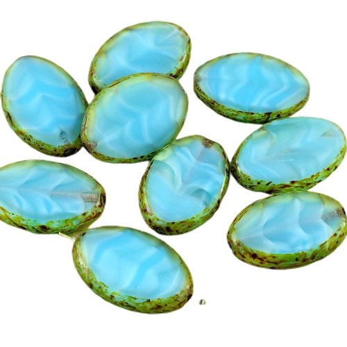 4pcs picasso rayé de la mer d'opale pierre lune turquoise grand plat ovale table à fenêtre coupe tch sku-28603