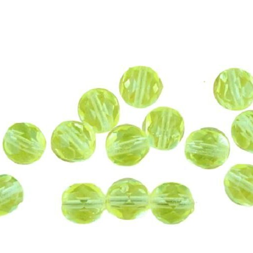 40pcs cristal néon uv active de citron jaune citrine clair ronde à facettes feu poli entretoise verr sku-33276