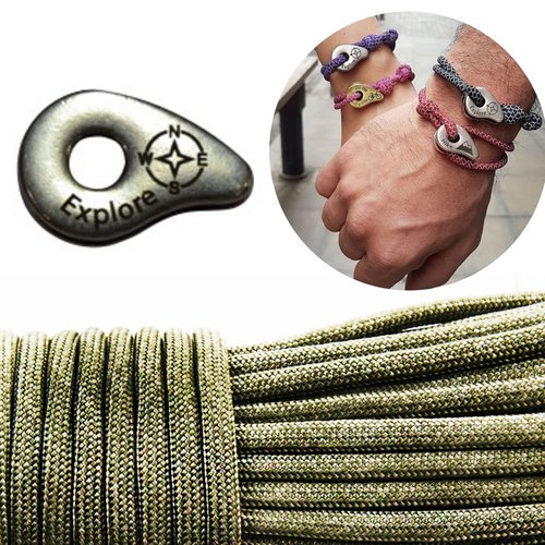 1 diy bracelet kraftika kaki explorer 999 argent antique plaqué métal zamak paracord des survie mess sku-259921