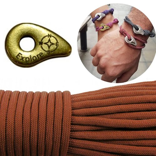 1 diy bracelet kraftika café brun explorer laiton antique plaqué métal zamak paracord des survie mes sku-260002