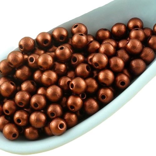 100pcs mat métallisé bronze feu rouge ronde verre tchèque perles de petit écarteur 3mm sku-31197