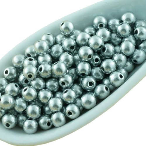 100pcs métallique mat aluminium argent ronde verre tchèque perles de petit écarteur 3mm sku-31194