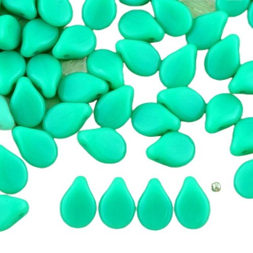 60pcs opaque turquoise green pip preciosa fleur plat de pétales verre tchèque perles 5mm x 7mm sku-32854