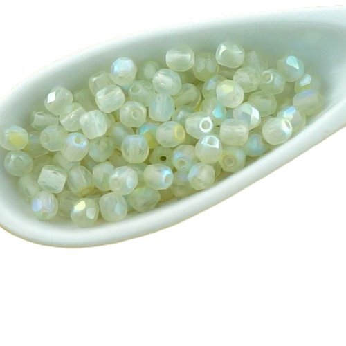 100pcs mat vert arc-en-ciel ronde verre tchèque perles à facettes feu poli petit écarteur 3mm sku-30267