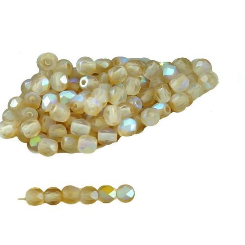 100pcs mat citron arc-en-ciel ronde verre tchèque perles à facettes feu poli petit écarteur 3mm sku-30269