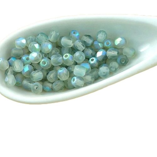 100pcs mat bleu arc-en-ciel ronde verre tchèque perles à facettes feu poli petit écarteur 3mm sku-30275