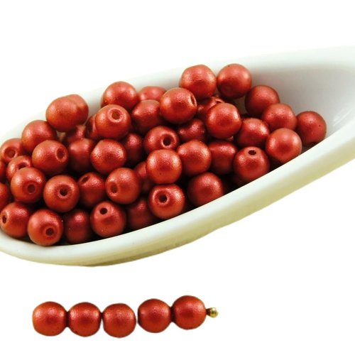 100pcs mat métallique de lave rouge rond druk entretoise semences verre tchèque perles 4mm sku-33713