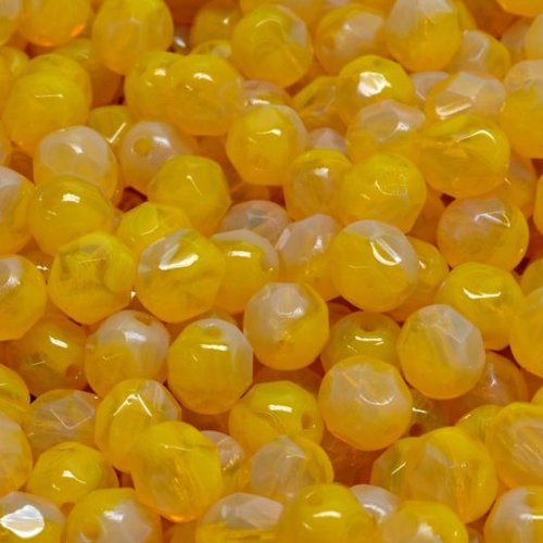100pcs matte opale cristalline amber jaune rond facétieux feu polissé petit espace rond beads verre  sku-988673
