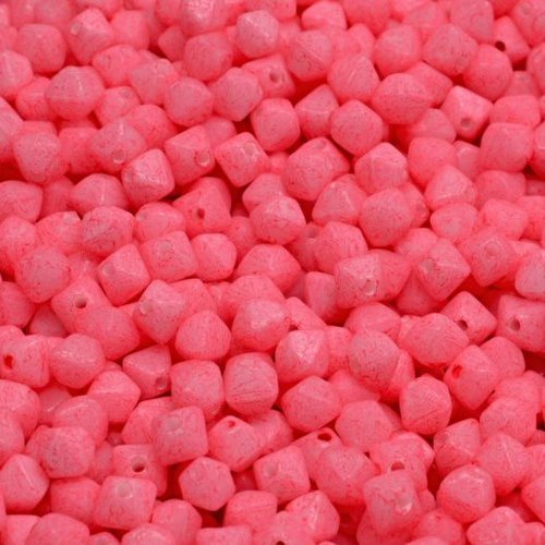 100pcs matte salmon couleur rose faceté bicône pyramide spacer beads verre tchèque 4mm sku-989082