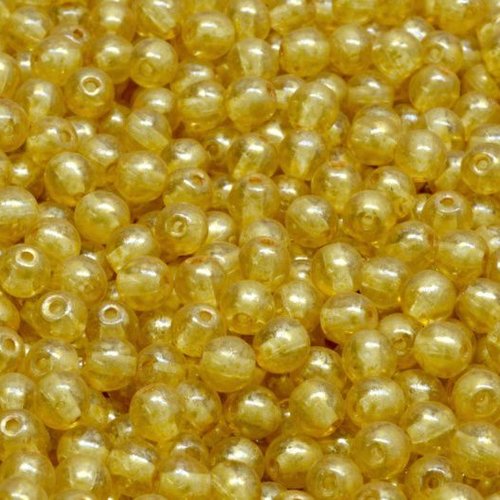 100pc lustre lumière de cristal jaune spacer beads round verre tchèque 4mm sku-986742