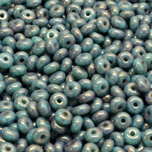 100pcs opaque turquoise verte terracotta bronze faceté feu rondelles polie beads verre tchèque 4mm x sku-984956