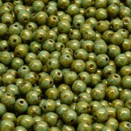 100pc olive green brown luster spacer beads round verre tchèque 4mm sku-986732