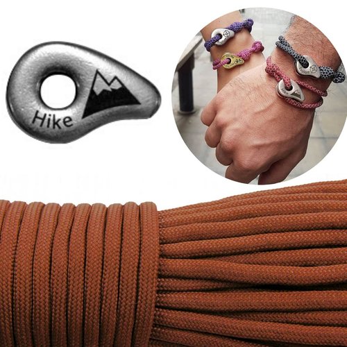 1 diy bracelet kraftika café brun randonnée 999 argent antique plaqué métal zamak paracord des survi sku-259930