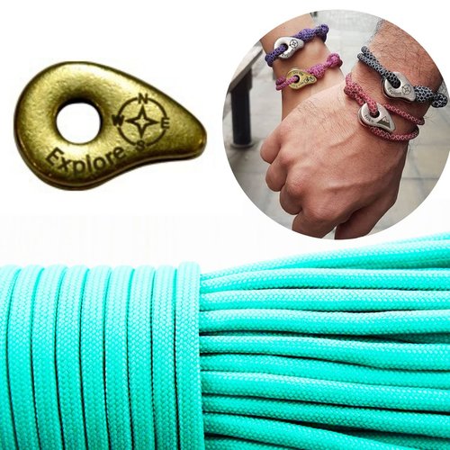 1 diy bracelet kraftika turquoise explorer laiton antique plaqué métal zamak paracord des survie mes sku-260010