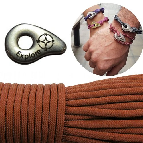 1 diy bracelet kraftika café brun explorer 999 argent antique plaqué métal zamak paracord des survie sku-259912