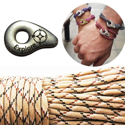 1 diy bracelet kraftika basse beige rayé explorer 999 argent antique plaqué métal zamak paracord de  sku-259914