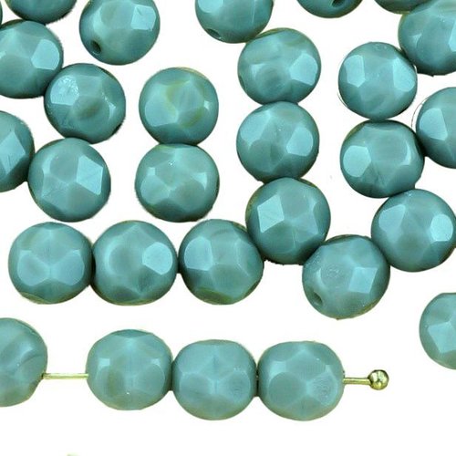 40pcs opaque gris gris ronde à facettes feu poli entretoise de verre tchèque perles 6mm sku-33190