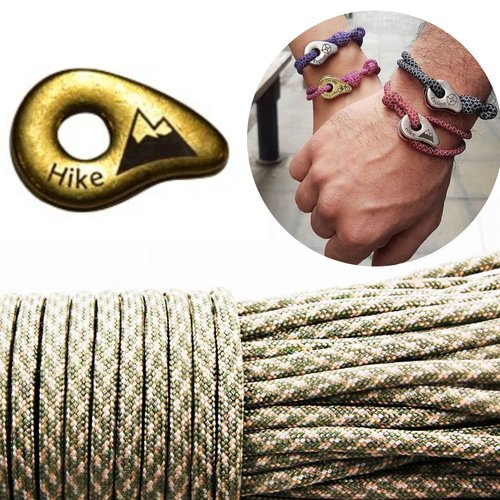 1 diy bracelet kraftika kaki rayé des la randonnée en laiton antique plaqué métal zamak paracord sur sku-259997