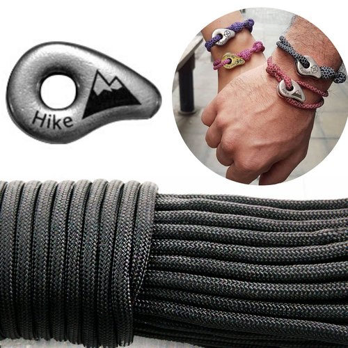 1 diy bracelet kraftika noir randonnée 999 argent antique plaqué métal zamak paracord des survie mes sku-259936