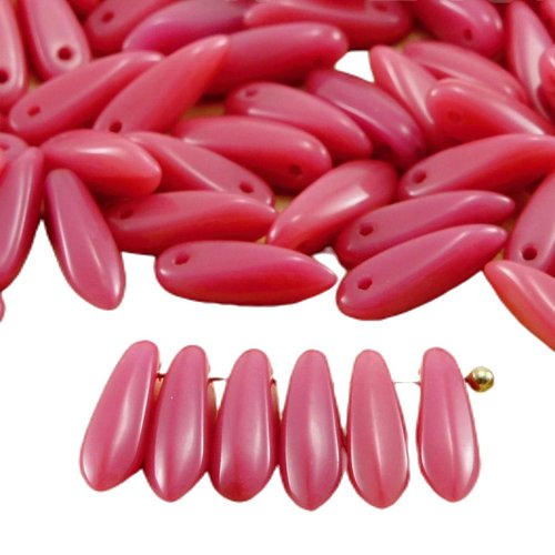 50pcs opaque valentine rose petit poignard à plat de feuilles verre tchèque perles 11mm x 3mm sku-32783