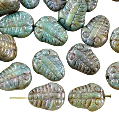 6pcs picasso brun opaque blue fern green lustre plat trilobite marin fossile nouvelle forme d'hallow sku-34969