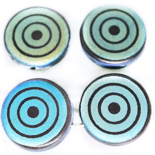 4pcs mat cible spirale ab jet rond verre tchèque modèle laser à plat 2 deux trou de la pièce perles  sku-120790