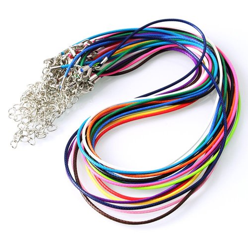 10pcs mix color cordon de collier mode tressé torsadé ciré cordon en nylon avec fermoir à homard pla sku-928031