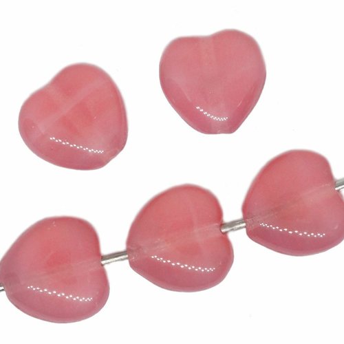 20pcs perles de coeur mariage opale rose saint valentin verre tchèque 08mm x 08mm sku-618857