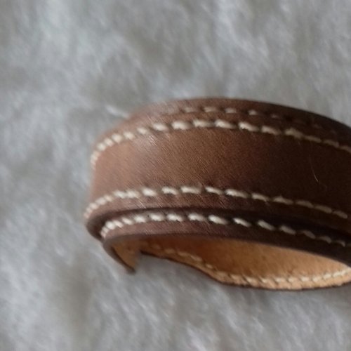 Bracelet homme cuir couleur patine marron enroulé