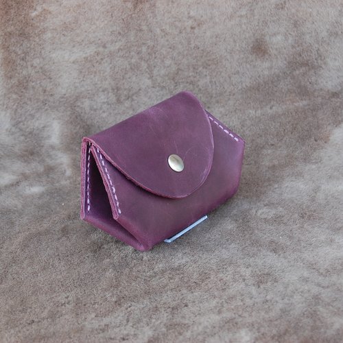 Porte monnaie femme en cuir  violet