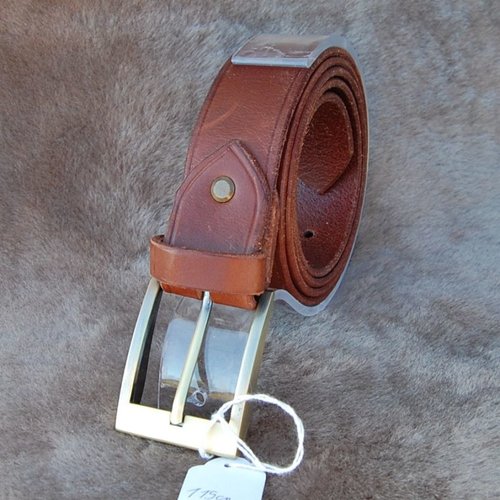 Ceinture en cuir collet végétal de buffle marron 35 mm de large  - tour de taille entre 110 et 115 cm