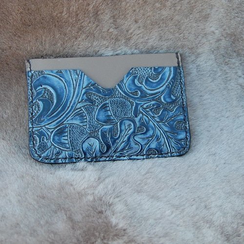 Porte cartes en cuir bicolore