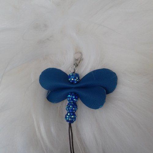 Bijou de sac forme libellule ailes en cuir
