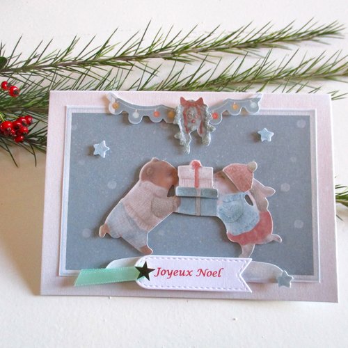 Carte joyeux noel, carte faite main en relief