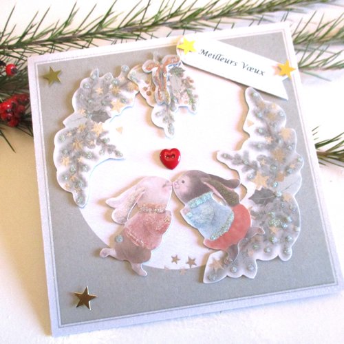 Carte faite main, en relief, meilleurs vœux.