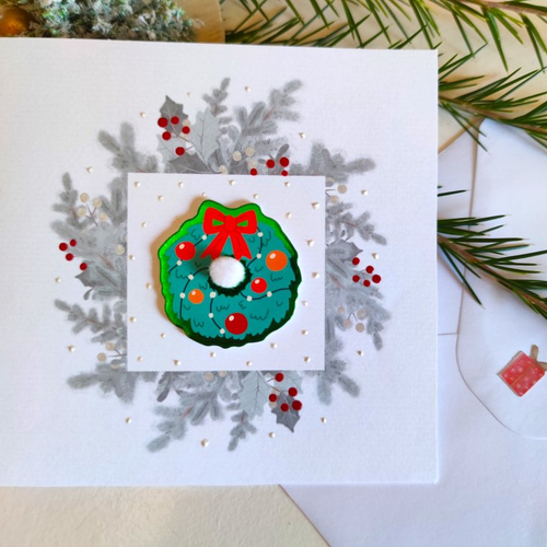 Carte de vœux, faite main avec enveloppe assortie