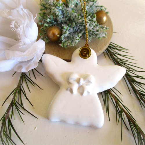 Suspension sapin de noel, ange blanc, fait main