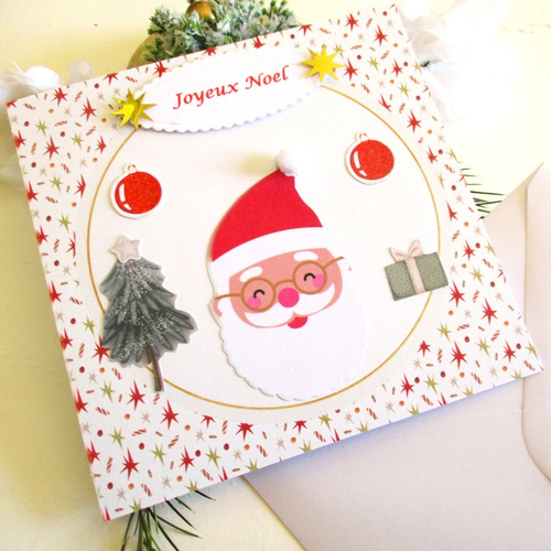 Carte joyeux noel, père noel, faite main