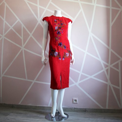 robe lin rouge