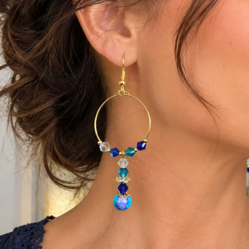 Boucles d'oreilles évasion bleue
