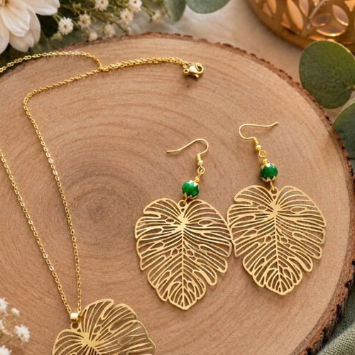 Parure feuille tropical