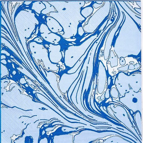 Serviette en papier motif graphique effet marbre bleu