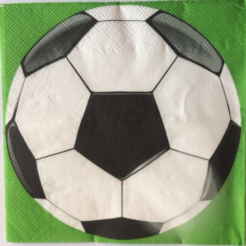 Serviette en papier motif dessin ballon de foot sur fond vert
