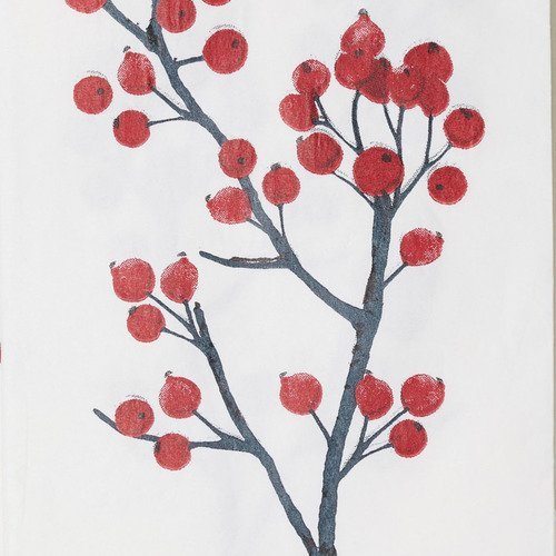 Grande serviette en papier motif dessiné groseille fleur à fruits rouge