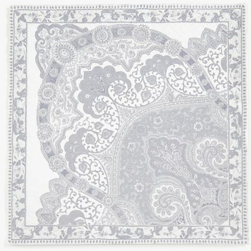 Serviette en papier motifs paisley gris / argent et blanc