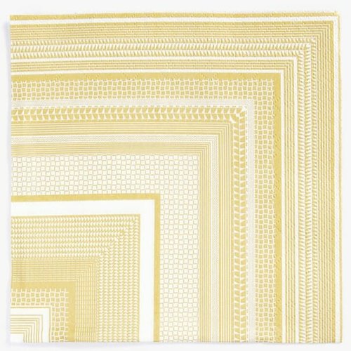 Serviette en papier motif graphique doré et blanc en frise carrée