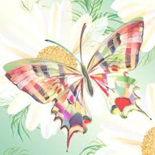 Serviette en papier motif coloré tons pastels, papillon multicolore (ppd)
