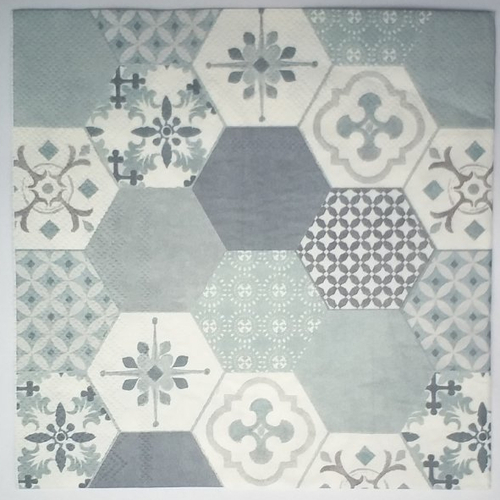 Serviette papier motif géométriques azulejos - carreaux de ciment - carrelage 