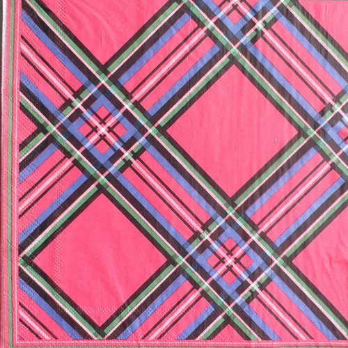 Grande serviette en papier motif écossais tartan rouge